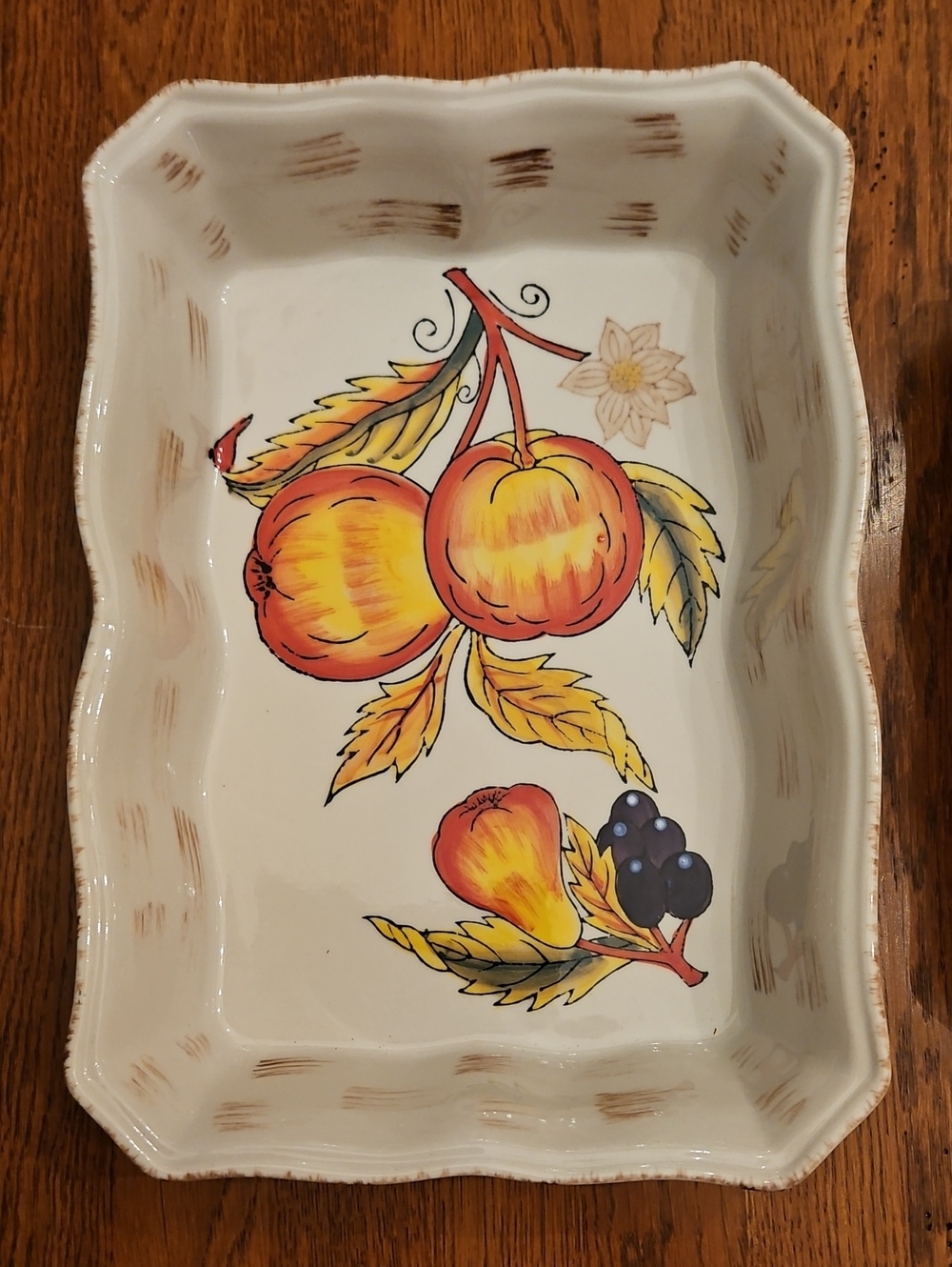 Home Trends Granada Ceramic Baking Casserole Dish 7.5x10.5" Vintage